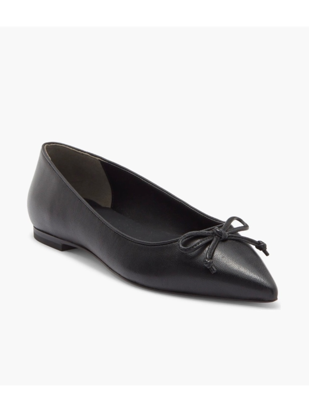New Stuart Weitzman Landon Pointed Toe Flat Black Leather Sz 7.5